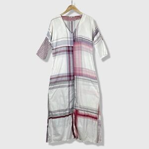 Vintage Claudette Plaid Patchwork Maxi Dress Womens S Cottagecore Boho Preppy